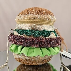 VIRAL Burger Bag Crossbody Purse Beaded Hamburger From India To You TIKTOK Trend
